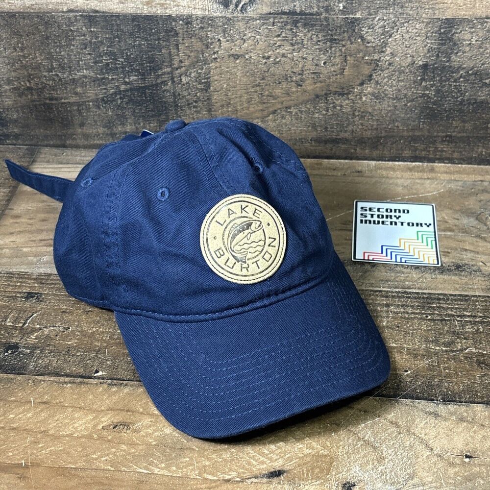 Lake Burton Georgia Leather Patch Navy Blue Adjustable Hat Cap fishing